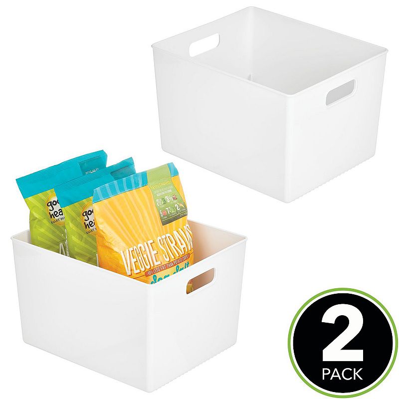 mDesign 12 x 10 x 8 Plastic Kitchen Pantry Storage Organizer Container Bin - 2 Pack