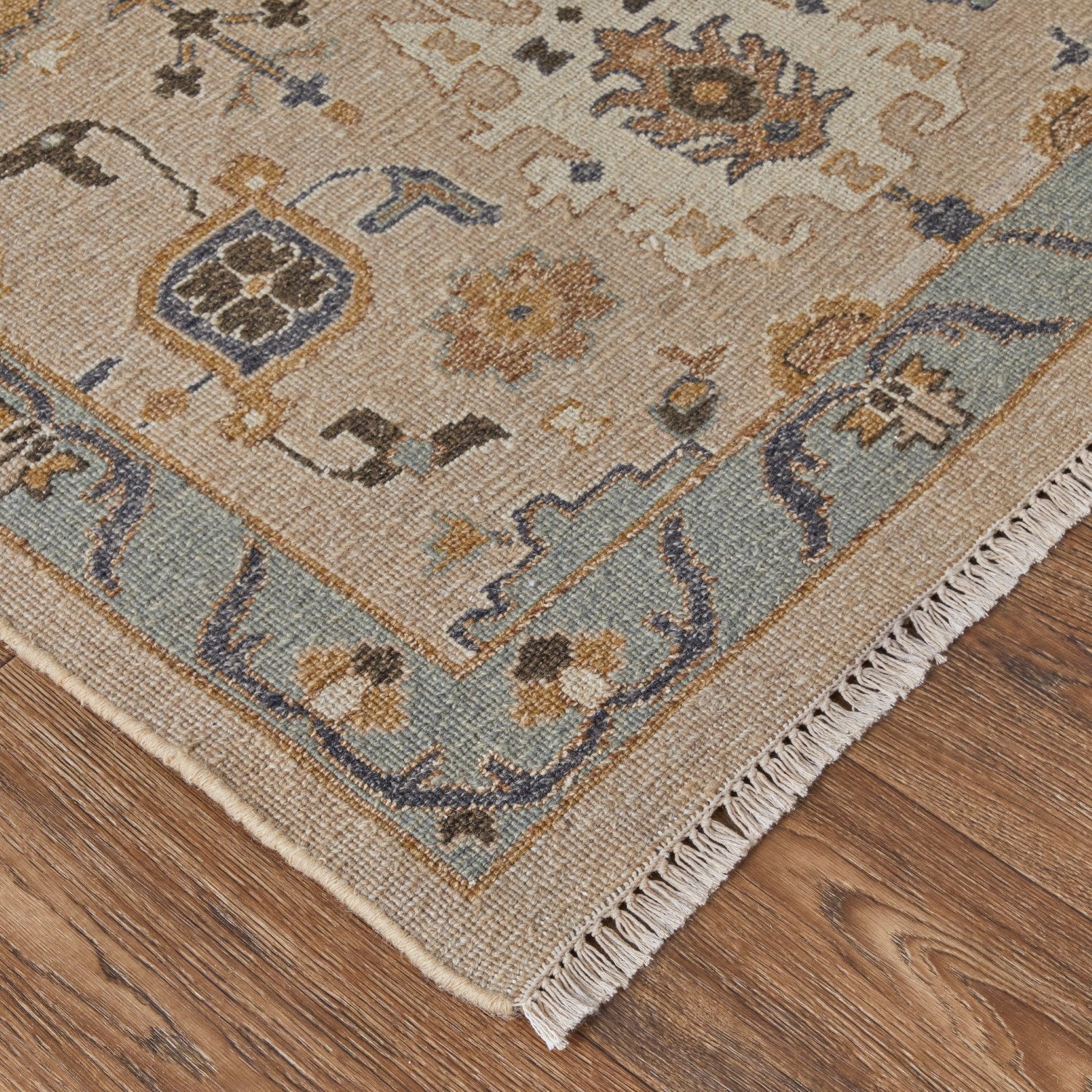 Aleska Oriental Tan/Blue/Gold Rug