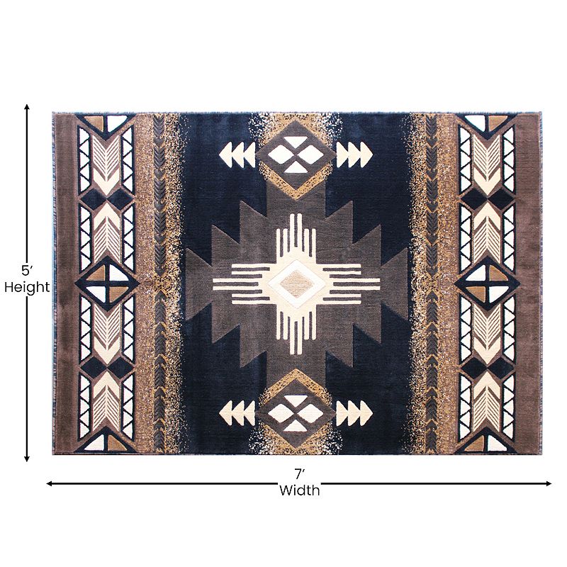 Masada Rugs Masada Rugs 5'x7' Southwest Native American Area Rug - Design C318 Black