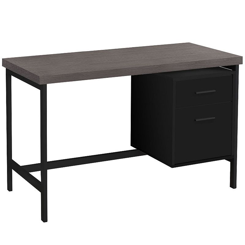 47.25 Black and Gray Contemporary Rectangular Computer Desk with Drawers