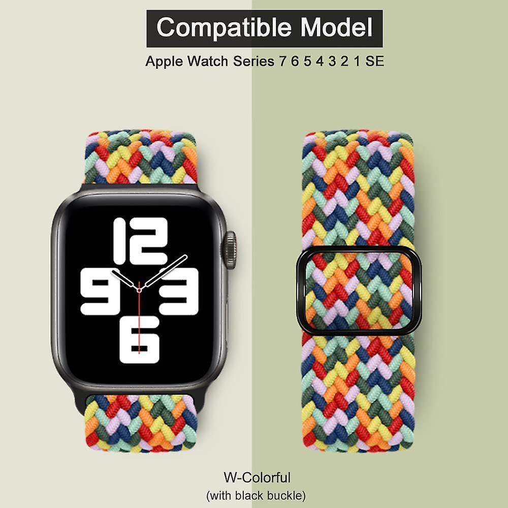 Stretchy Solo Loop Strap Compatible With Apple Watch Band 41mm 40mm 38mm， Adjustable Elastic Nylon Braided Sport Wristbands For Iwatch Series 7 6 5 4