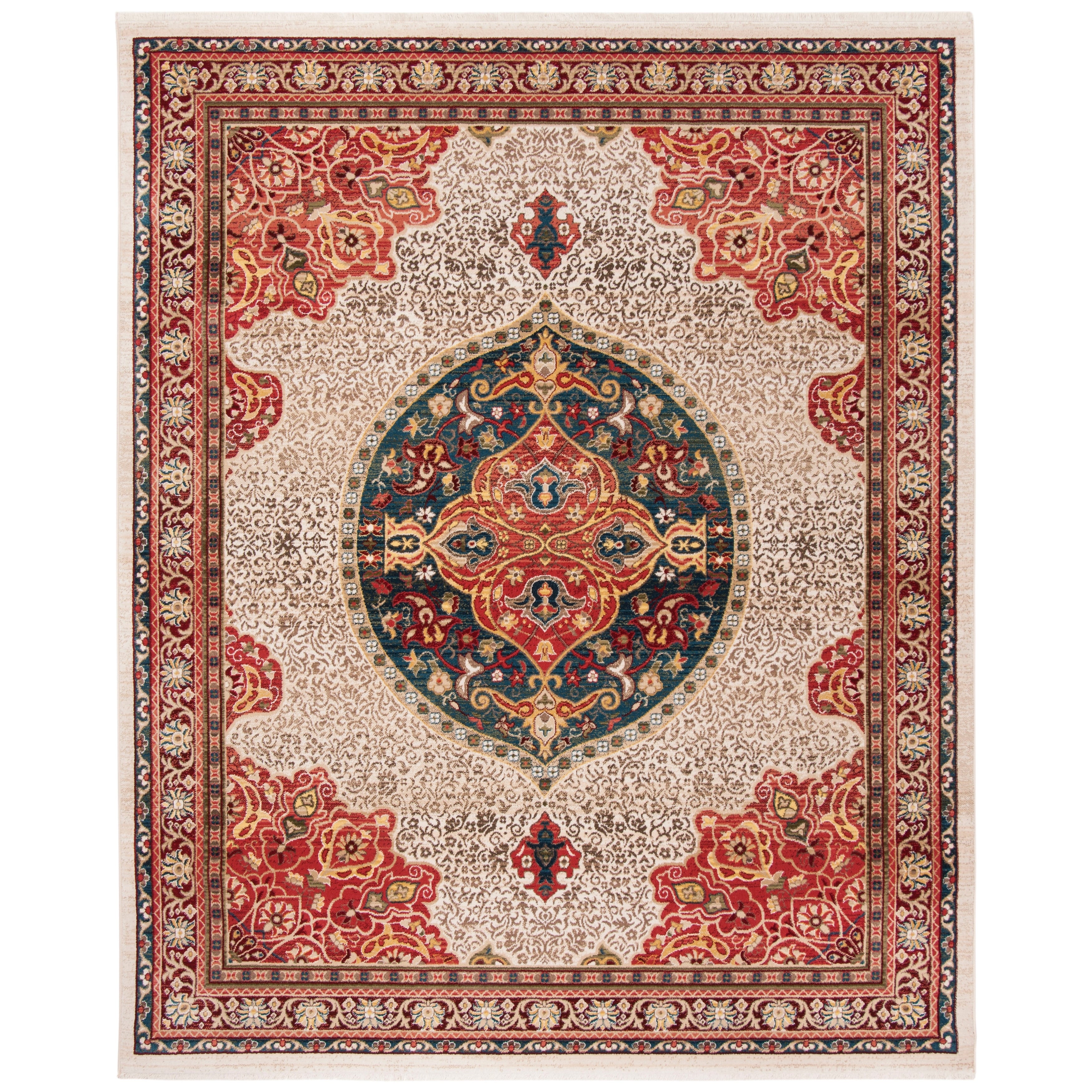 SAFAVIEH Kashan Mason Traditional Area Rug, Ivory/Red, 3'3