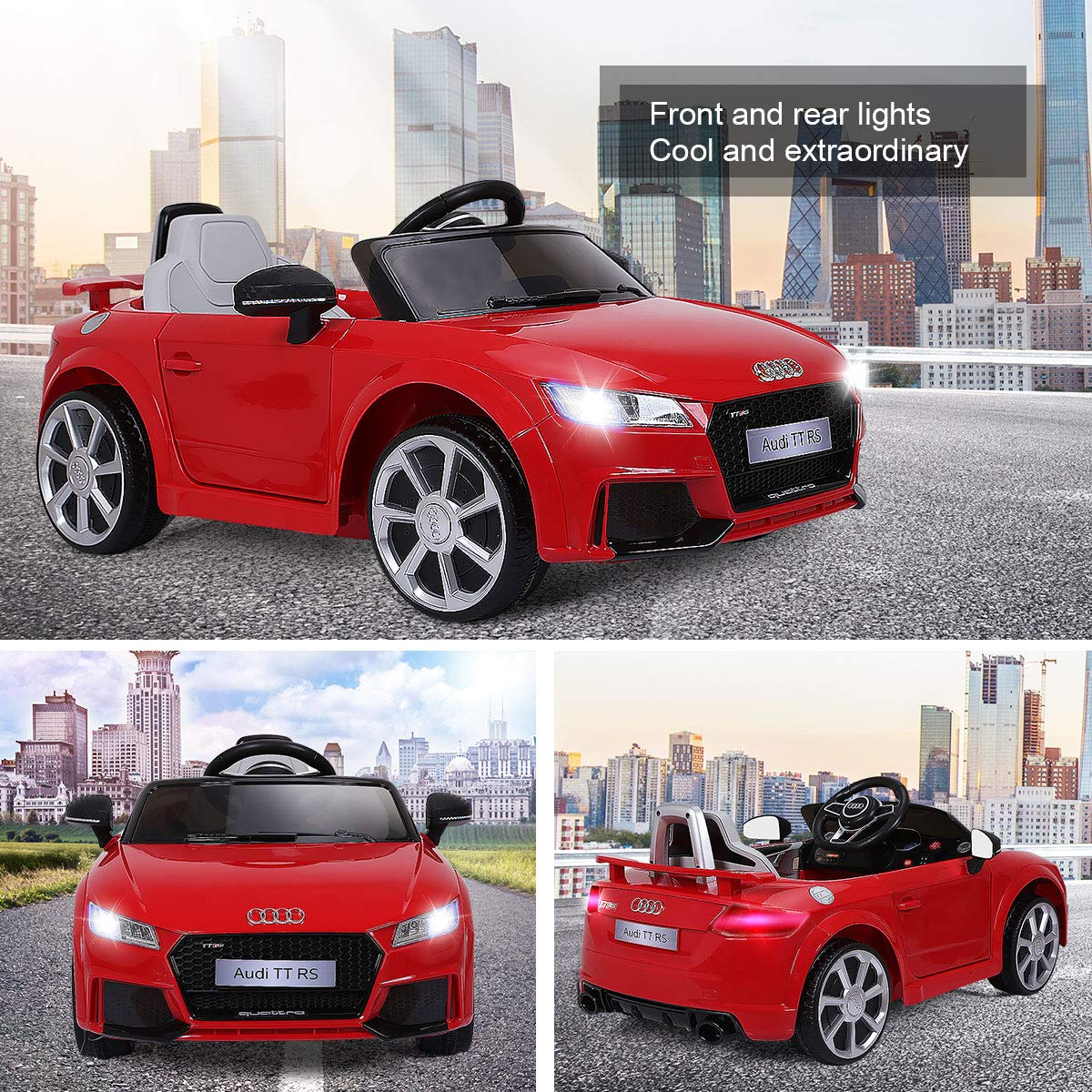 Costzon Kids Ride On Car, 12V Licensed Audi TT RS, Battery Powered Electric Ride On Vehicle w/ 2.4G Parental Remote Control