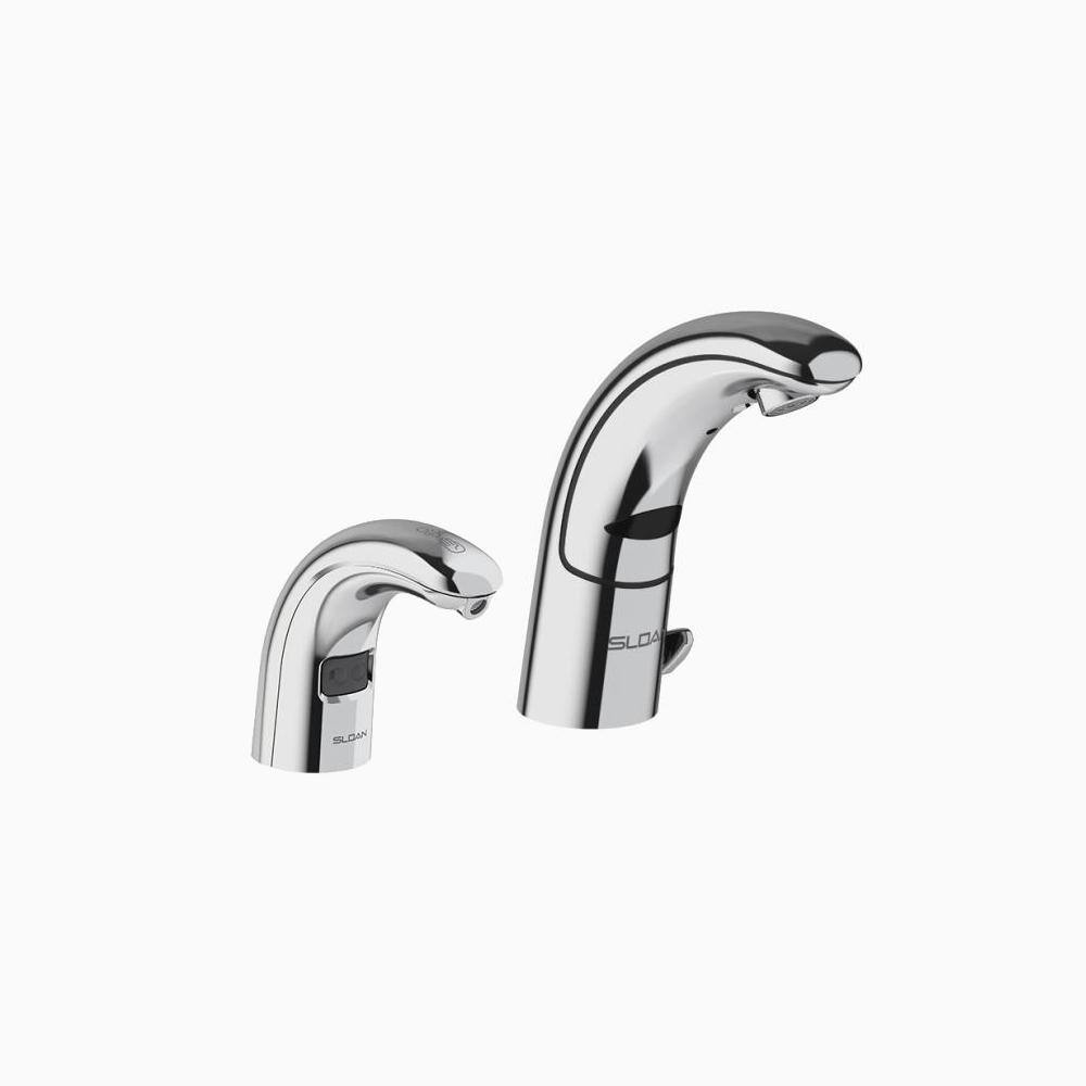 SLOAN Optima Hardwired Single Hole Touchless Bathroom Faucet with Side Mixer and Soap Dispenser in Polished Chrome 3335013.3346093