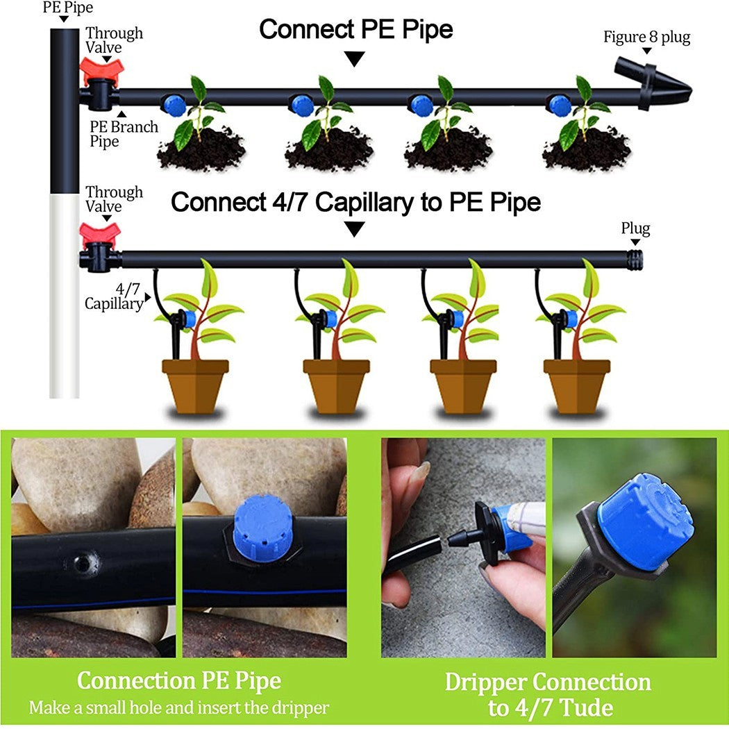 Sufanic 50Pcs 1/4inch Adjustable Drip Irrigation Parts， Irrigation Drippers Sprinklers for Drip Irrigation System