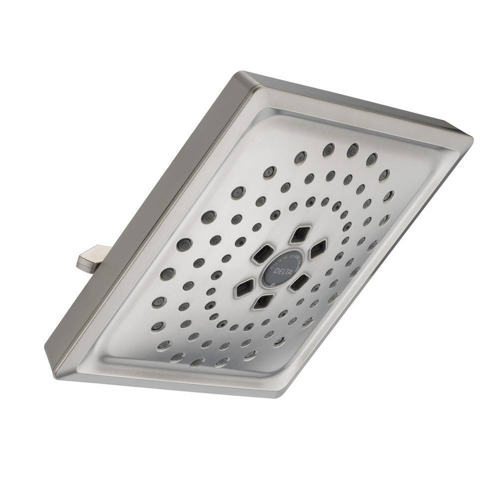 Delta 3-Spray Patterns 1.75 GPM 7.63 in. Wall Mount Fixed Shower Head with H2Okinetic in Lumicoat Stainless 52684-SS-PR