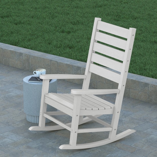 Emma And Oliver Contemporary Rocking Chair All weather Hdpe Indoor outdoor Rocker