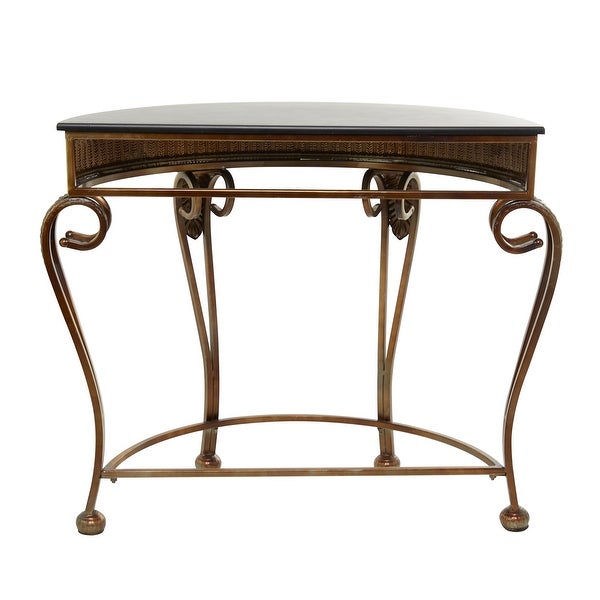 Gold Tone Iron Traditional Demi Lune Half Moon Console Table - 41 x 19 x 33