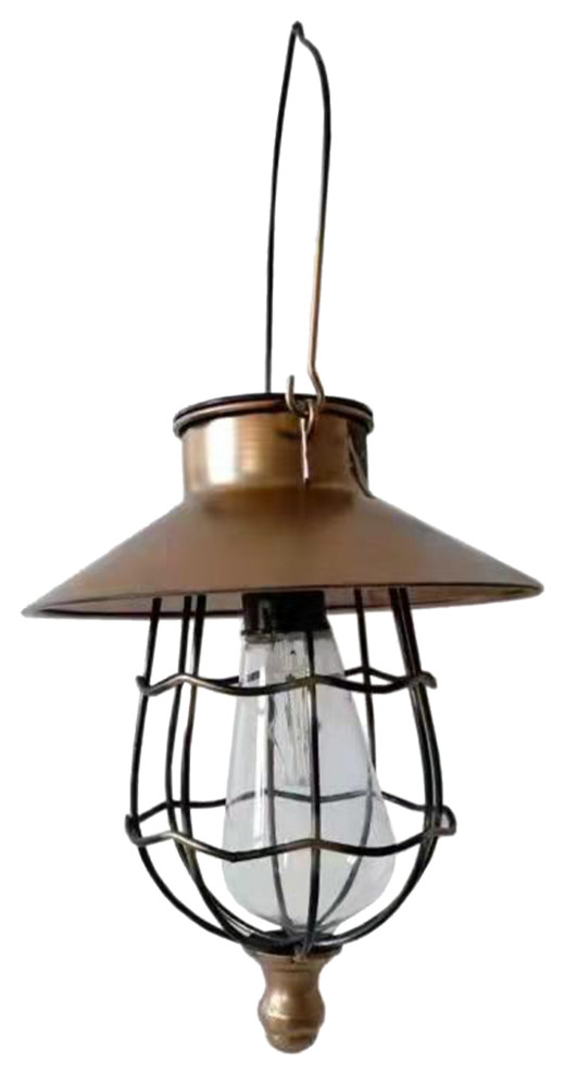 9 quotBronze Outdoor Hanging Solar Lantern With Handle   Beach Style   Outdoor Hanging Lights   by Northlight Seasonal  Houzz