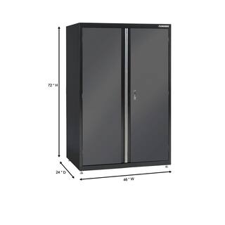 Husky Welded Steel Floor Cabinet in Black and Gray (46 in W x 72 in. H x 24 in. D) KF3F462472-H9