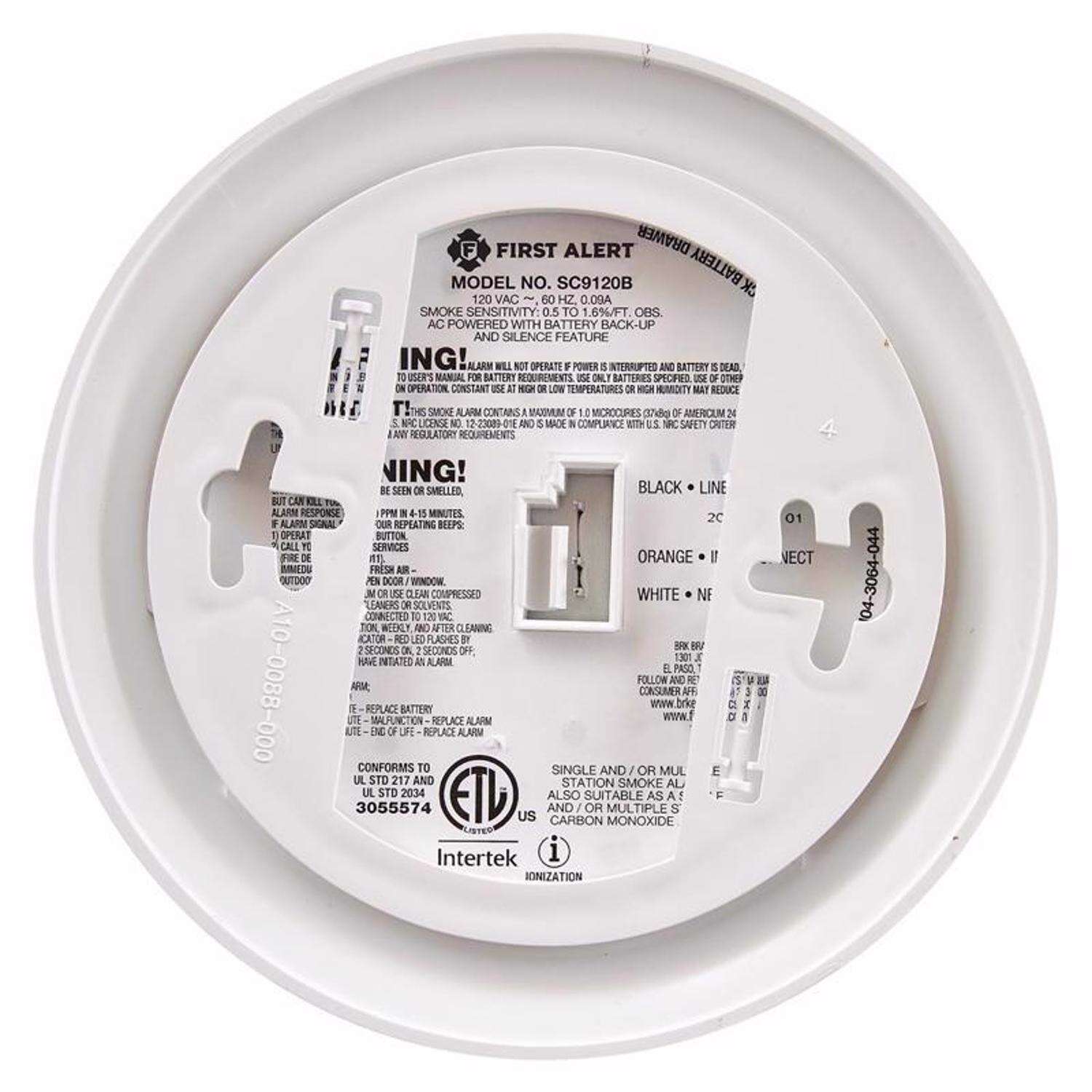 BRK Hard-Wired w/Battery Back-up Electrochemical/Ionization Smoke and Carbon Monoxide Detector