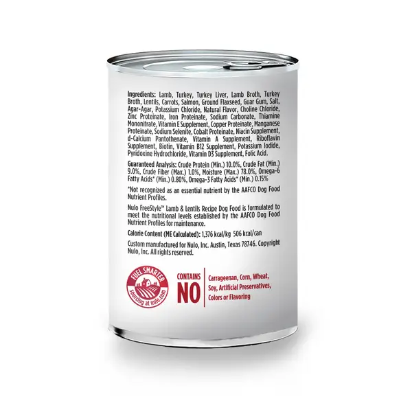 NULO 13 oz FreeStyle Adult Dog Grain Free Lamb andand Lentils Canned Dog Food