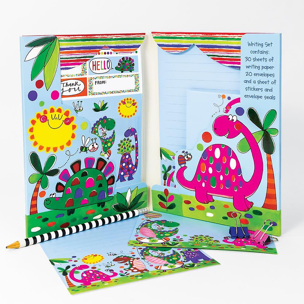 Childrens Dinosaur Writing Set | Rachel Ellen Paper Envelopes Stickers Boys Gift