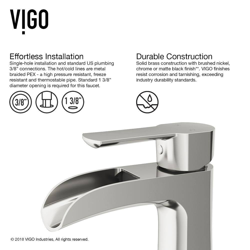 VIGO Paloma Single Handle Single-Hole Bathroom Faucet in Brushed Nickel VG01041BN