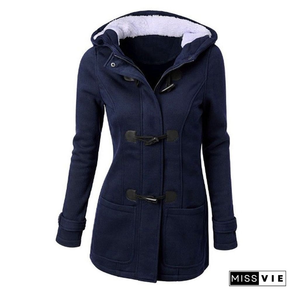 HOT Winter Women's Fashion Claw Clasp Wool Blended Classic Pea Warm Coat Jacket Plus Size XS-6XL