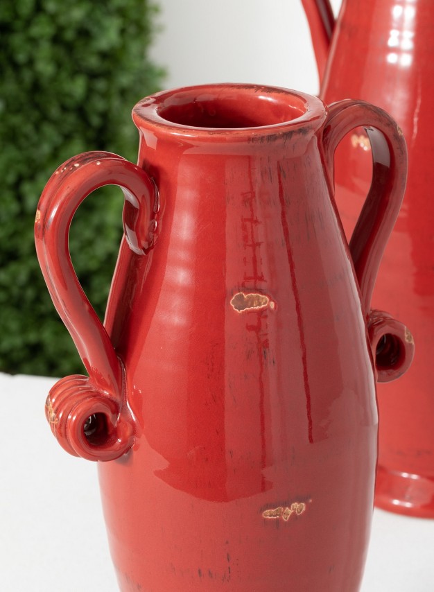 Sullivans Glazed Handled Urn 15 5 quot h amp 12 5 quot h Red