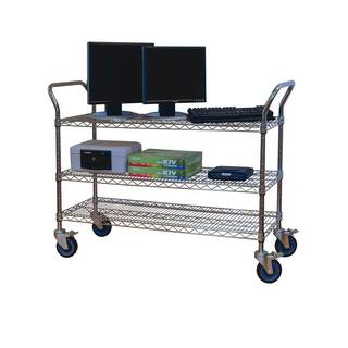 Storage Concepts 2-Shelf Steel Wire Service Cart in Chrome - 39 in H x 36 in W x 18 in D WCD2-1836