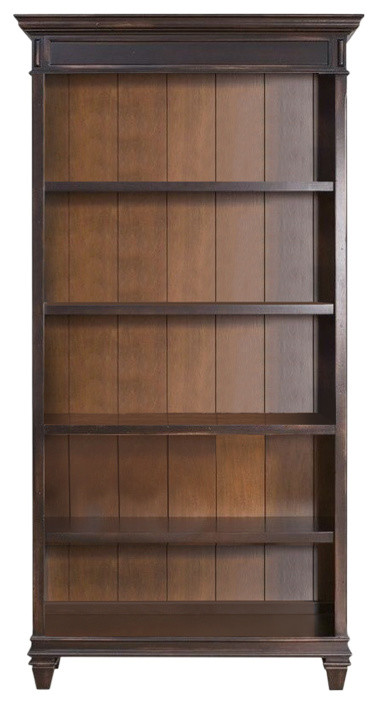 Martin Furniture Hartford Wood Bookcase in Two Tone Distressed Black   Traditional   Bookcases   by Homesquare  Houzz