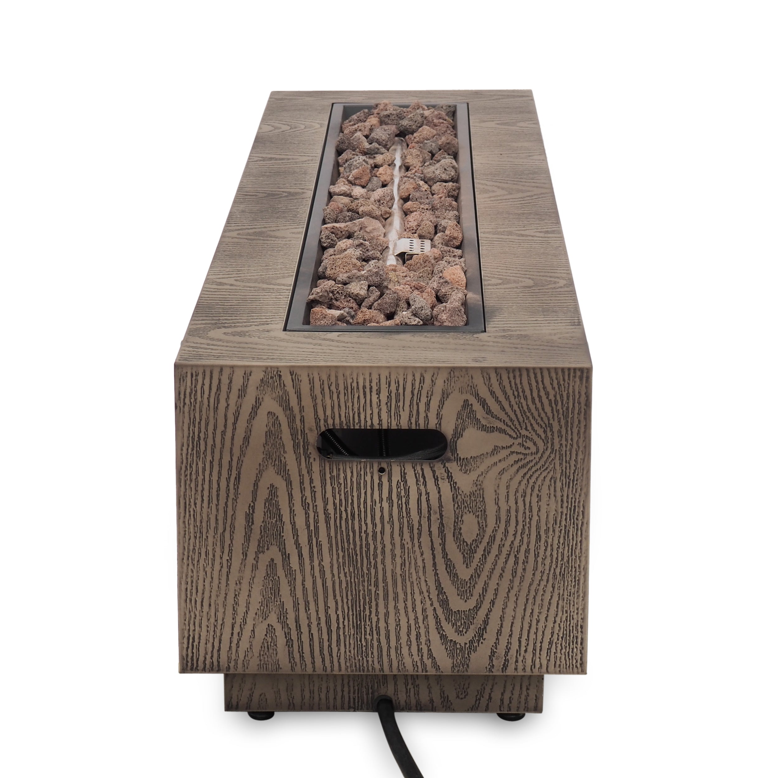 Jasmine Rectangular Wood Finish Propane Fire Pit