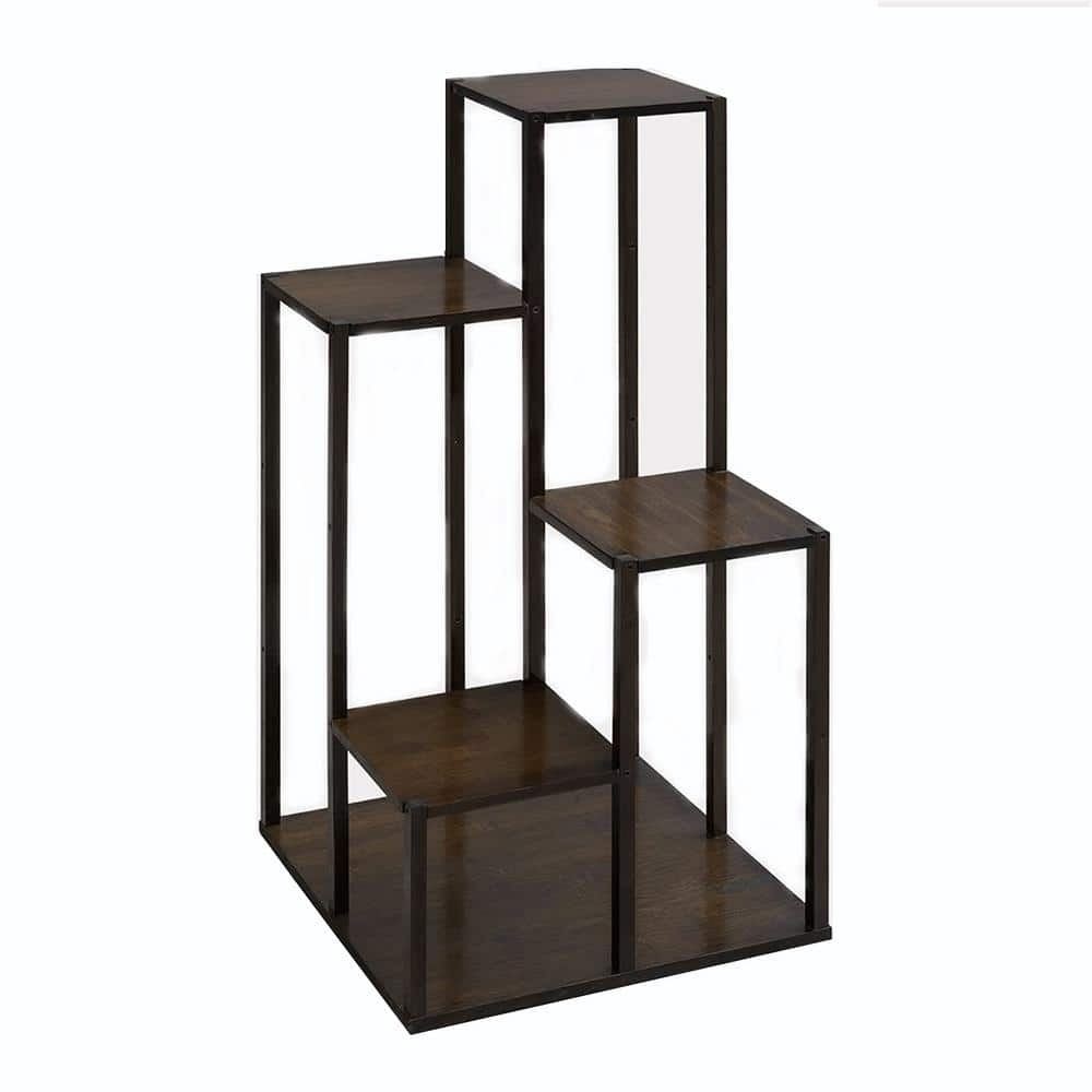 Dyiom 32.1 in. Tall IndoorOutdoor Dark Brown Bamboo Wood Plant Stand (3-Tiered) B091Z2S6XP