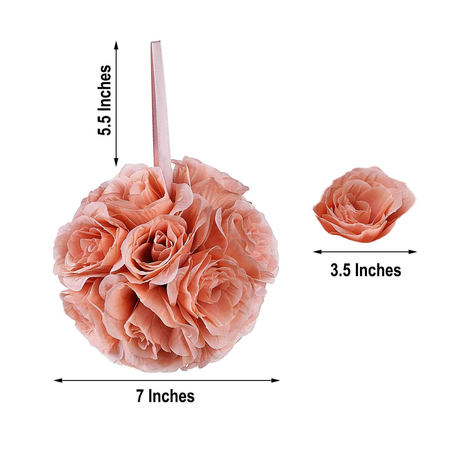 2 Pack Dusty Rose Artificial Silk Rose Kissing Ball, Flower Ball 7