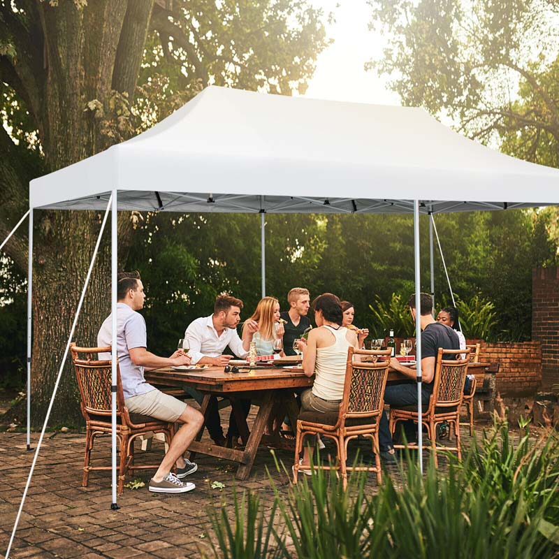 10 x 20 FT Upgraded Folding Pop-Up Canopy Tent with Wheeled Carrying Bag, Outdoor Commercial Sun Shelter Tent