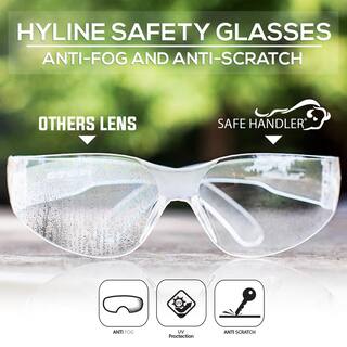 Safe Handler Hyline Safety Glasses - Anti Fog Anti Scratch Clear Impact Resistant Polycarbonate Lens (12-Pairs 1-Box) Hyline-CLEAR-ASAF