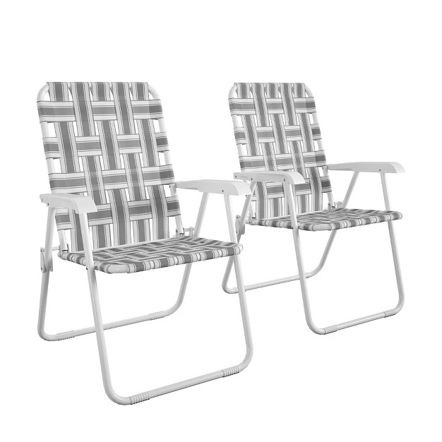 Novogratz 2pk Priscilla Steel Folding Chairs Gray