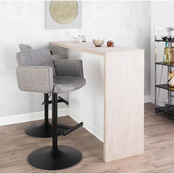 Strick and Bolton Lambert Grey Fabric and Black Metal Adjustable Bar Stool