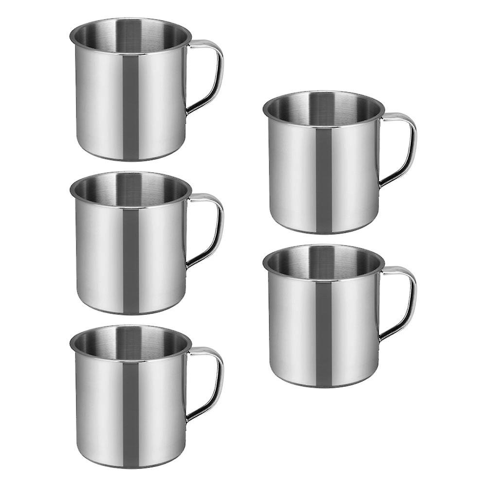 5pcs Multipurpose Water Mugs Stainless Steel Water Drinking Cups For Kindergarten (silver)