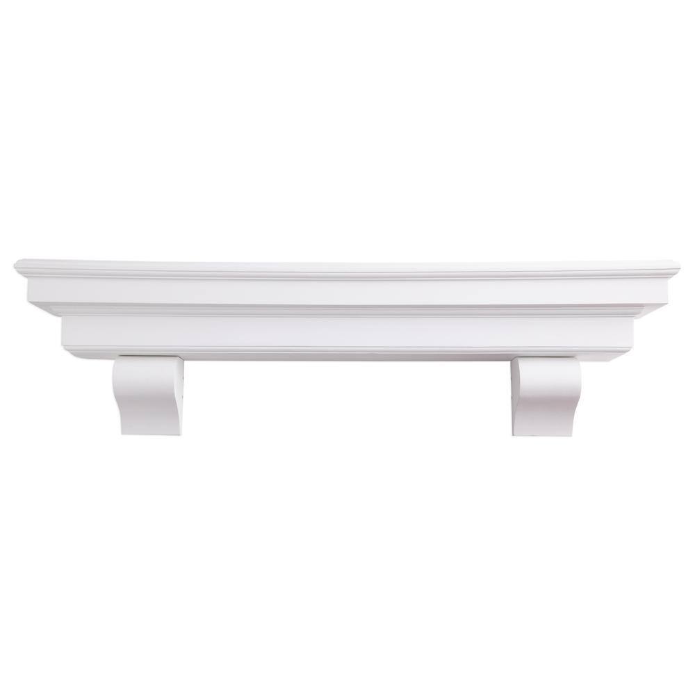 Dogberry Collections 48 in. White French Corbel Mantel Shelf m-fcor-4877-whit-none