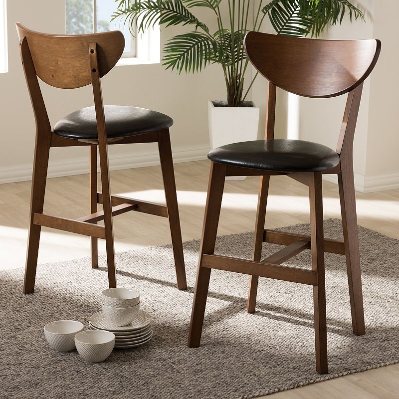 Baxton Studio Mid-Century Black Counter Stool 2-piece Set