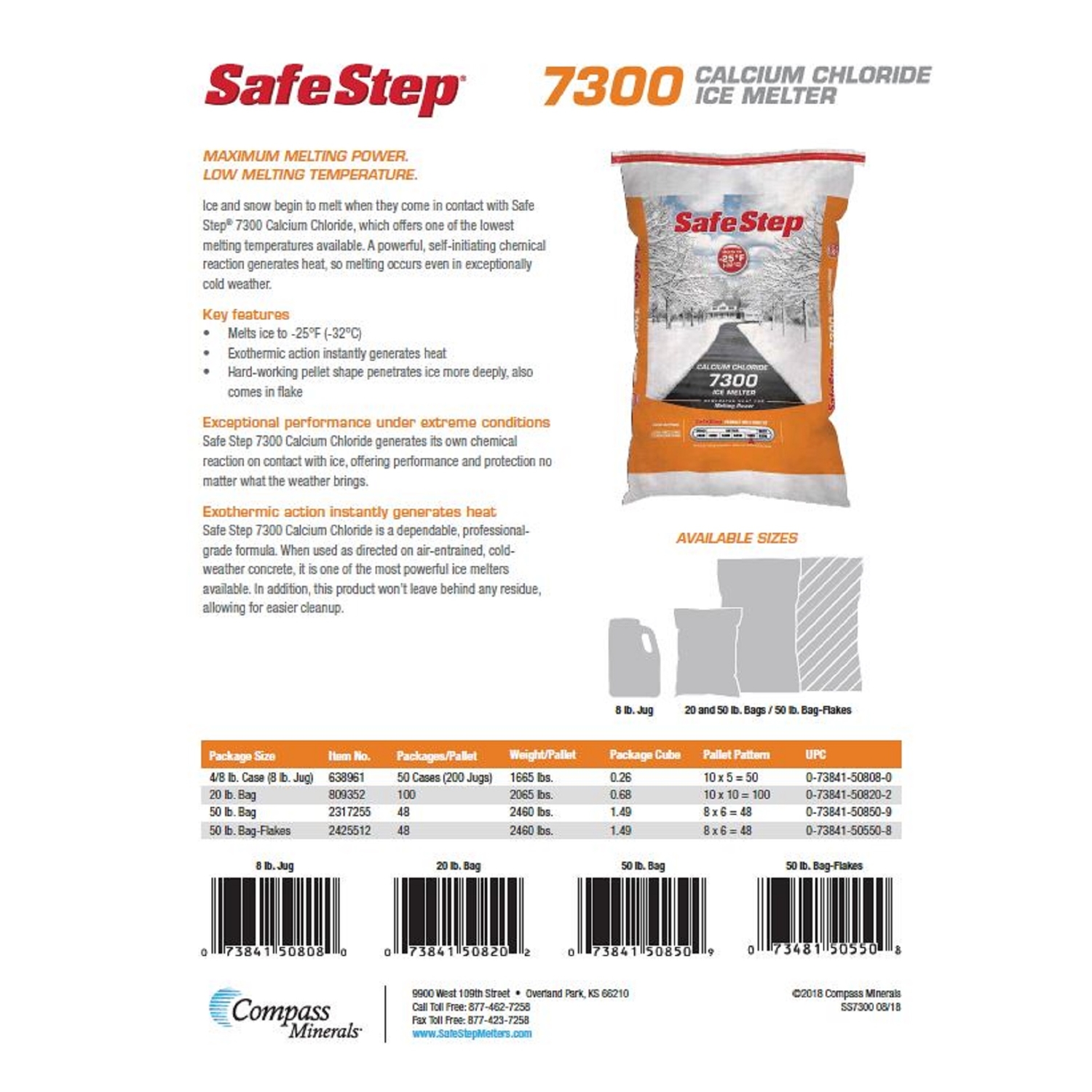 Safe Step 7300 Calcium Chloride Pellet Ice Melt 8 lb