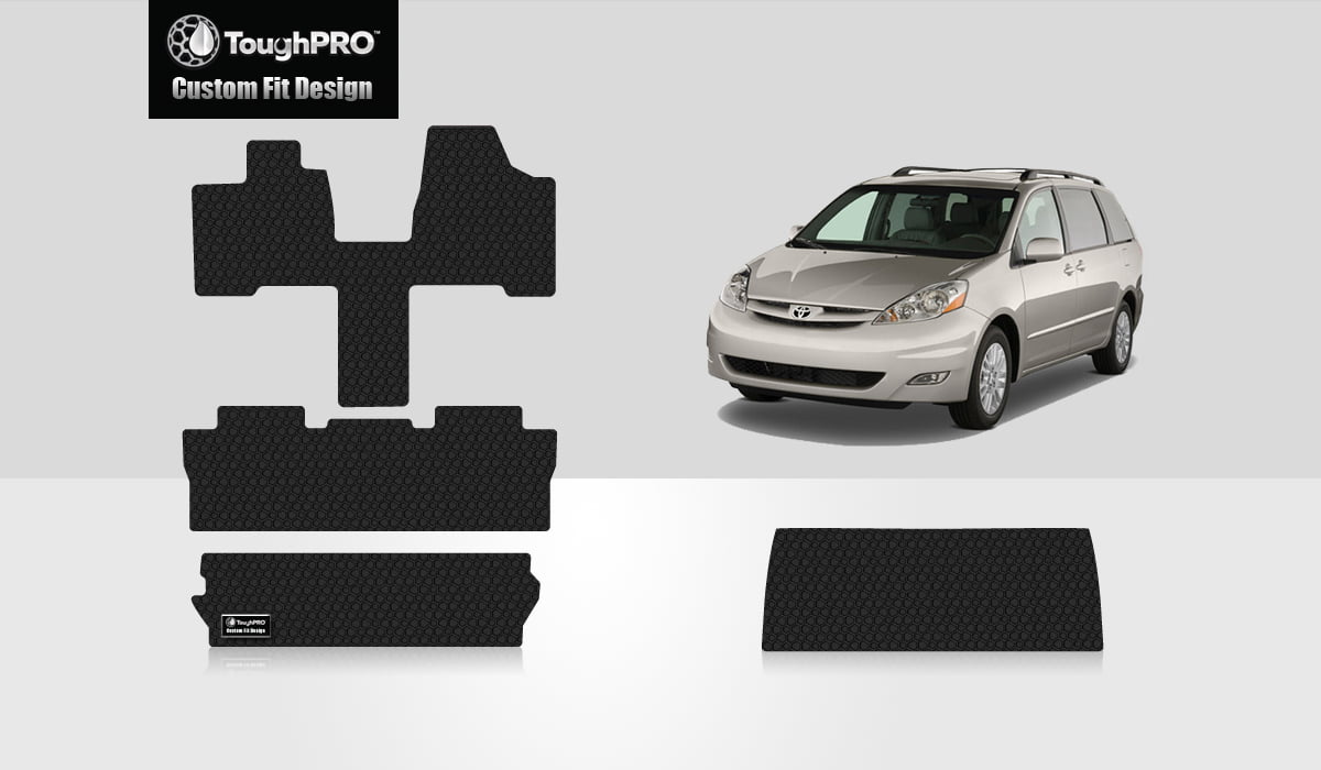 ToughPRO - Full Set with Cargo Mats Compatible with TOYOTA Sienna - All Weather Heavy Duty (Made in USA) - Black Rubber - 2009