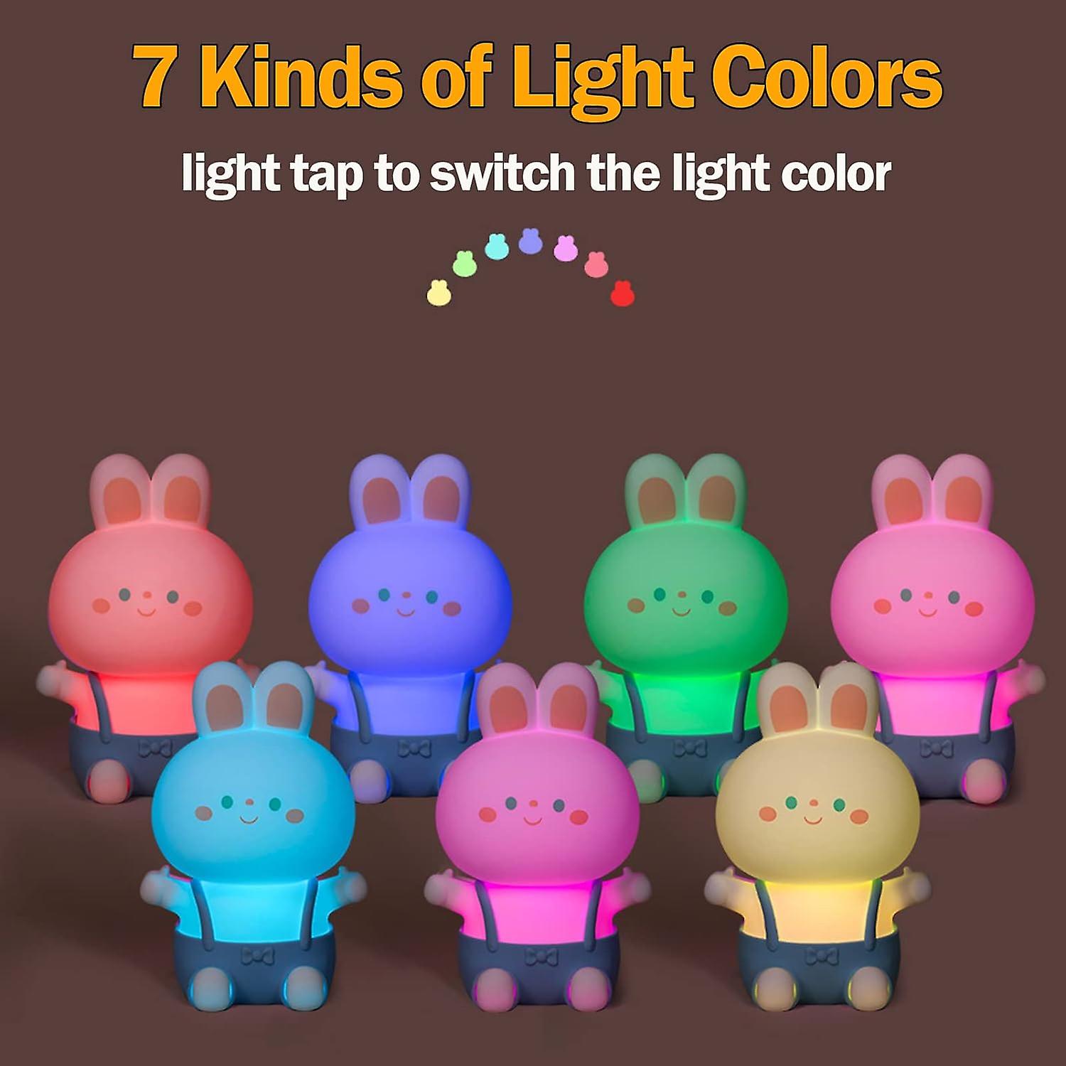 Night Light For Kids， Cute Blue Silicone Nursery Bunny Lamp For Babies And Toddlers， Sleeping Nightlight For Little Girls，kawaii Decoration For Kids