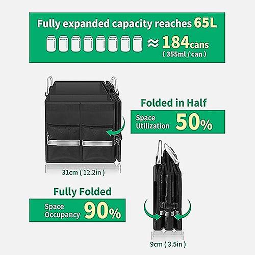 Trunk Organizer with Compartment - Adjustable Box for Automobiles Grocery Storage - Auto Necessities