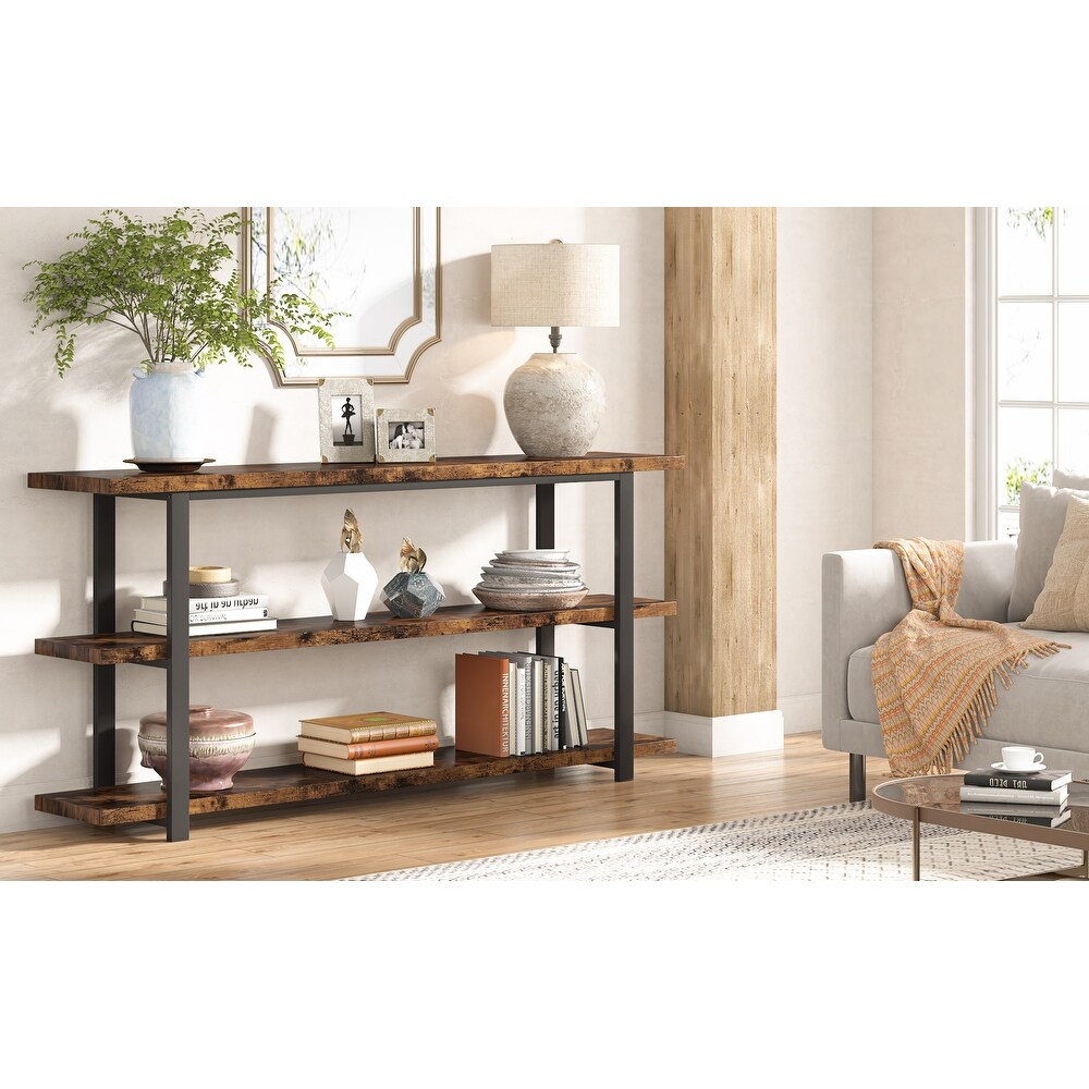 VANOMi 70.86''Wx11.81''Dx35.4''H 3 Tier Rustic Brown Console Tabel  Shelving Unit