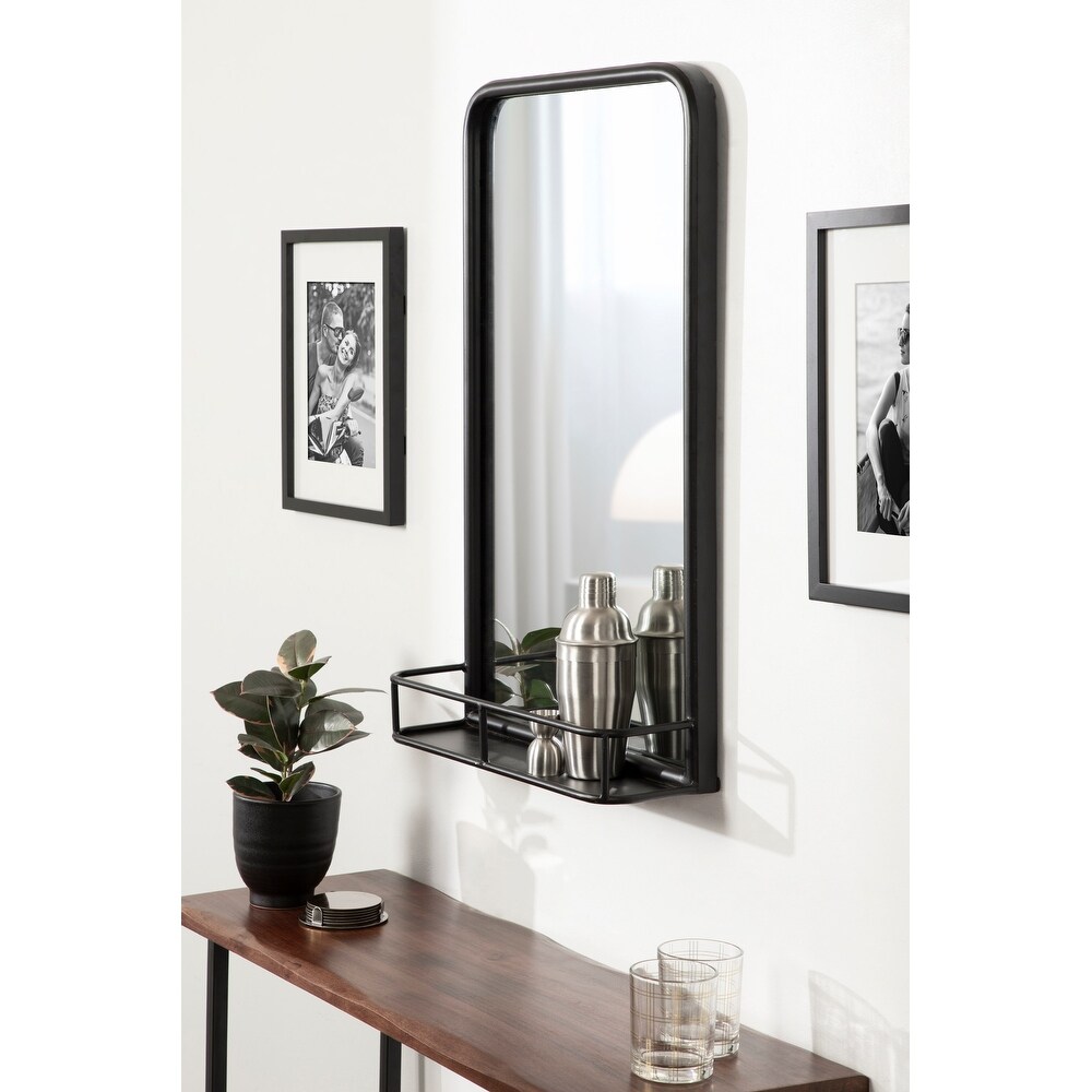 Kate and Laurel Estero Metal Framed Radius Rectangle Mirror with Shelf