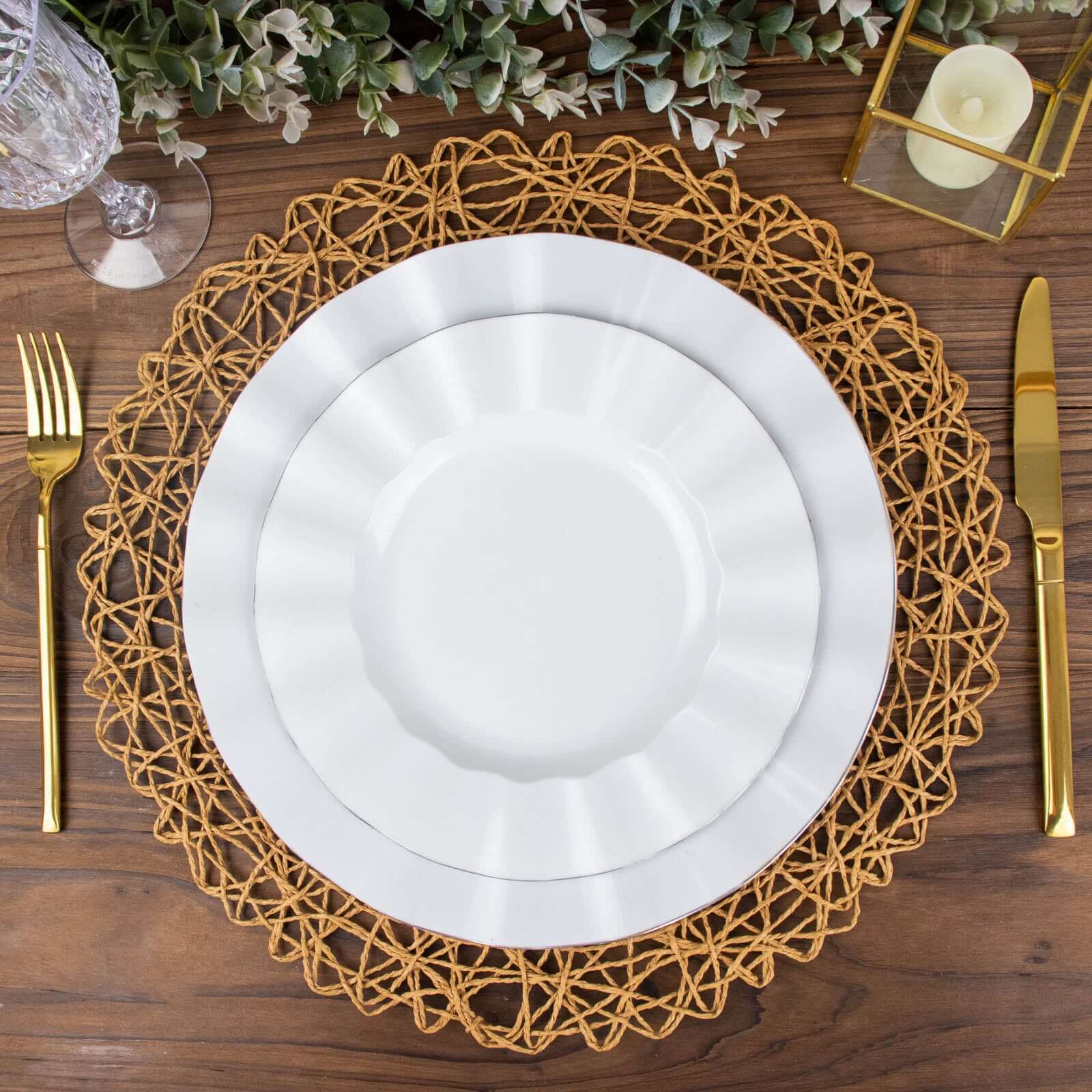 6 Pack Natural Woven Fiber Placemats, Round Table Mats 15