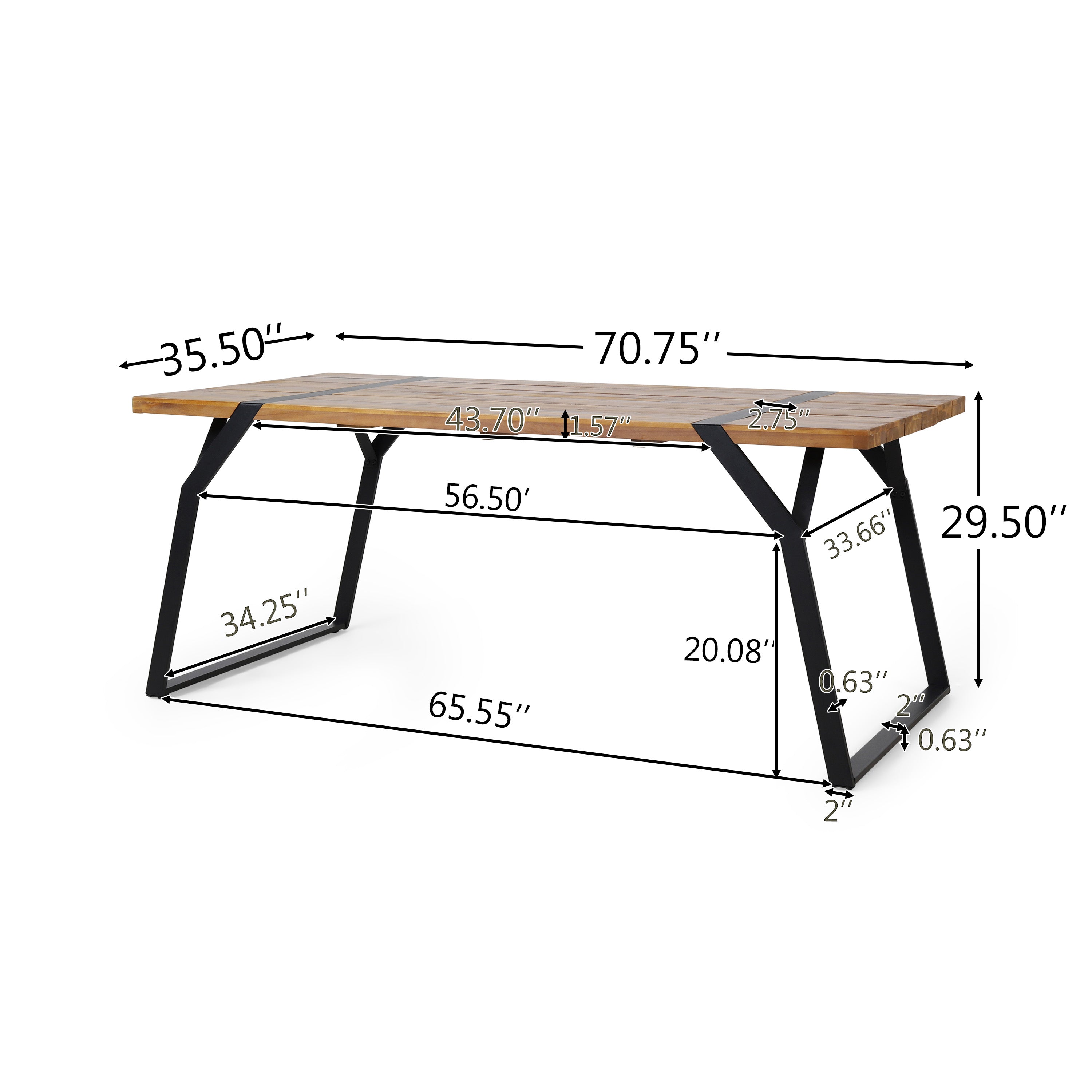 Nibley Acacia Wood Outdoor 3 Piece Picnic Dining Set， Teak and Black