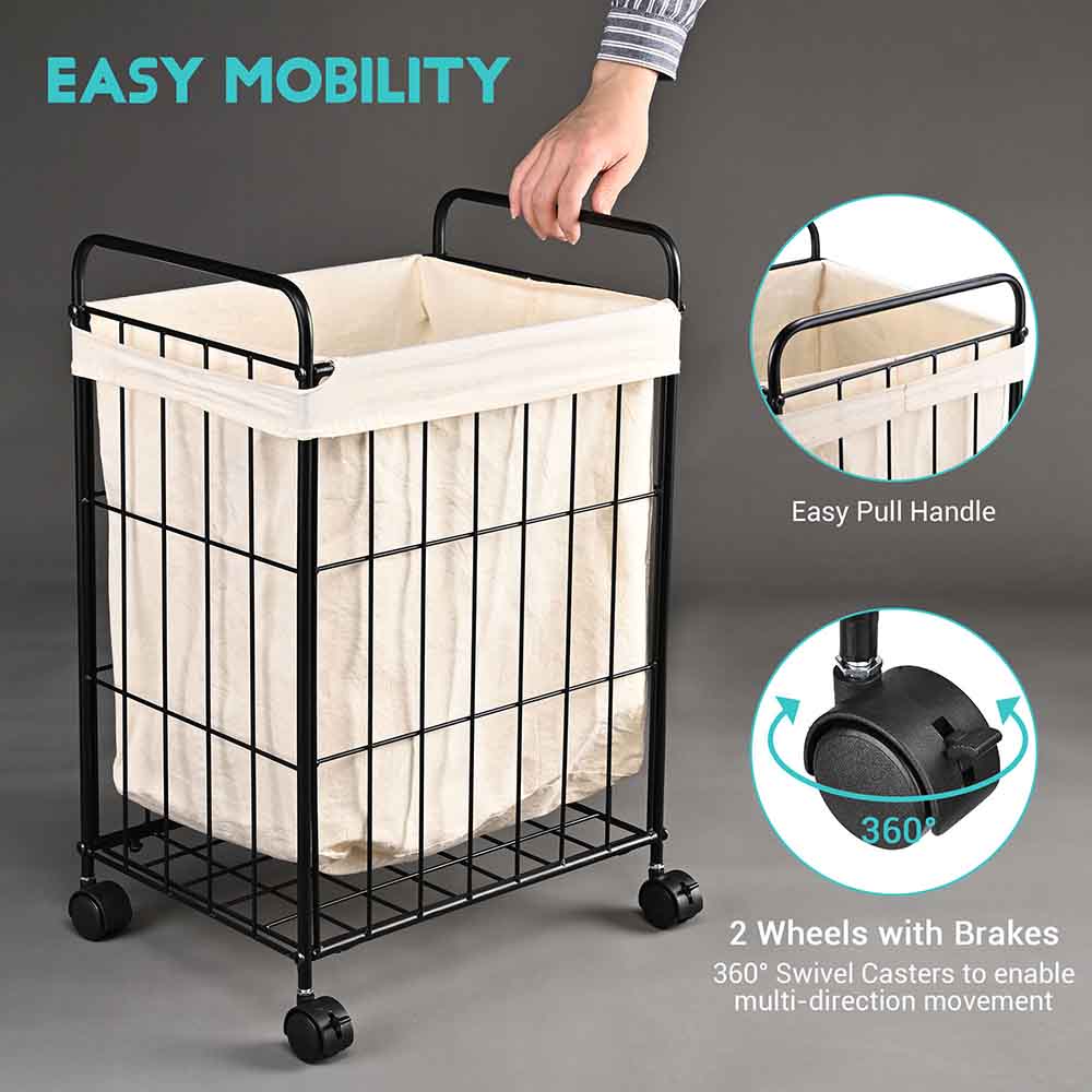 Yescom Laundry Basket on Wheels Metal Frame