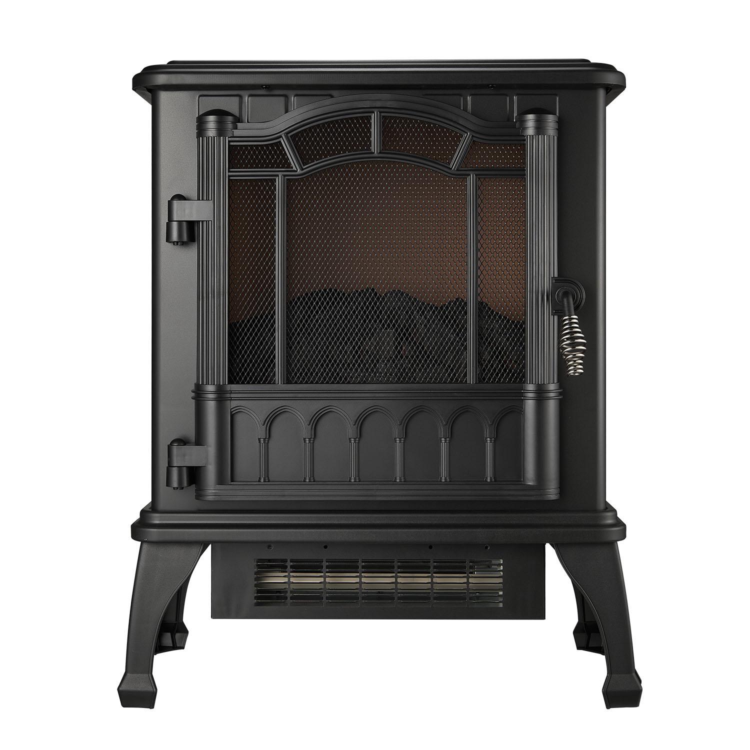 Mainstays Black 1500w 2-Setting 3D Electric Stove Heater with Life-like Flame