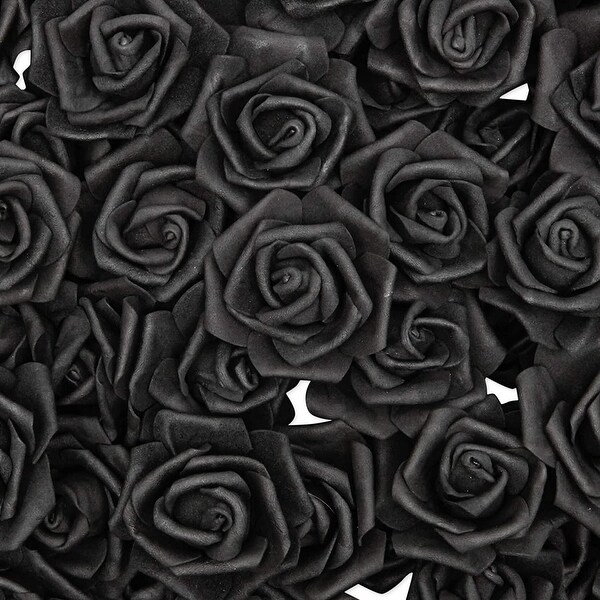 100 Pack 3 Black White Artificial Rose Fake Flower Heads for Flower Décor