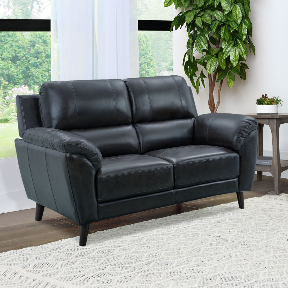 Carnegie Top Grain Leather Loveseat   Midcentury   Loveseats   by Abbyson Living  Houzz