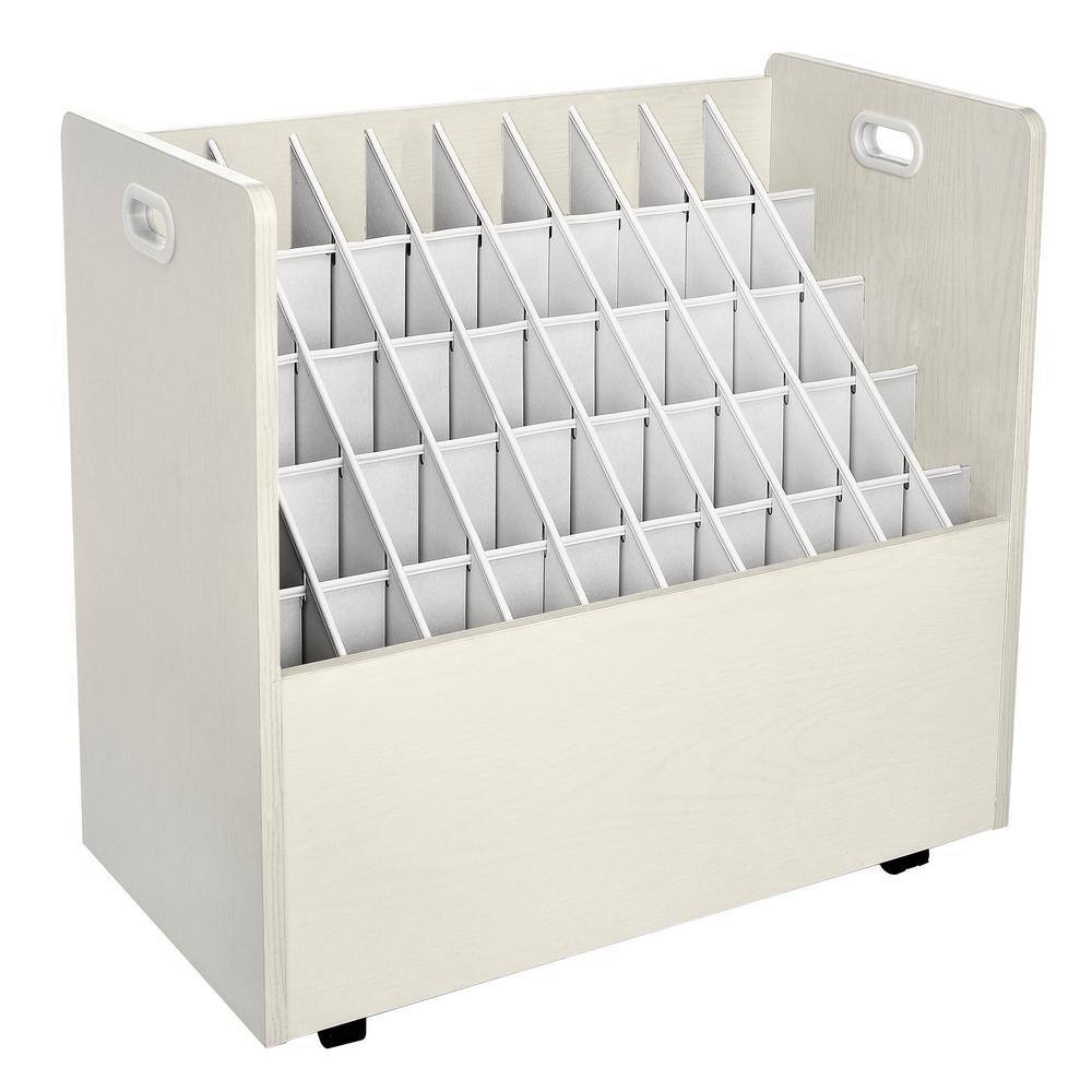 AdirOffice 50-Compartment White Mobile Wood Roll File Storage Organizer (2-Pack) 626-WHI-2PK