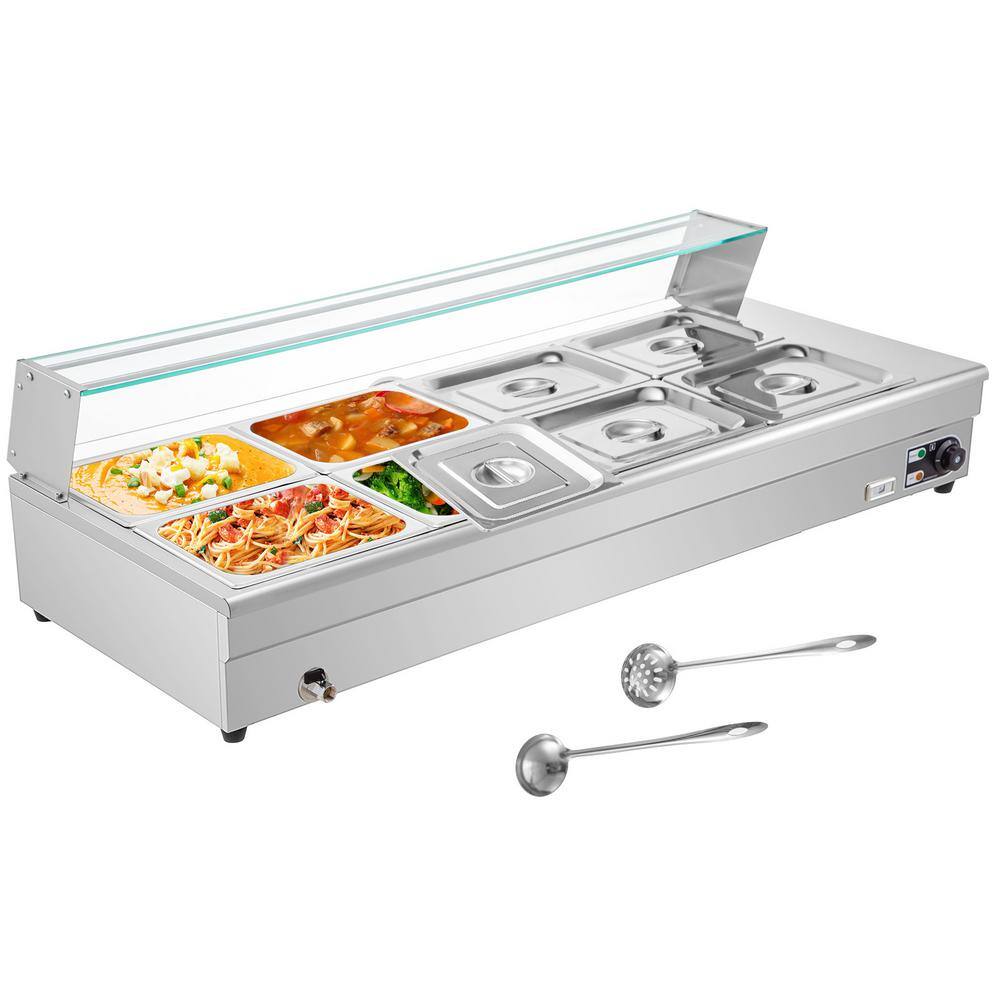 VEVOR 8 Pan x 12 GN Bain Marie Food Warmer 88 qt. Food Grade Stainless Steel Commercial Food Steam Table 1500-Watt BLZBWTC8PB2800001V1