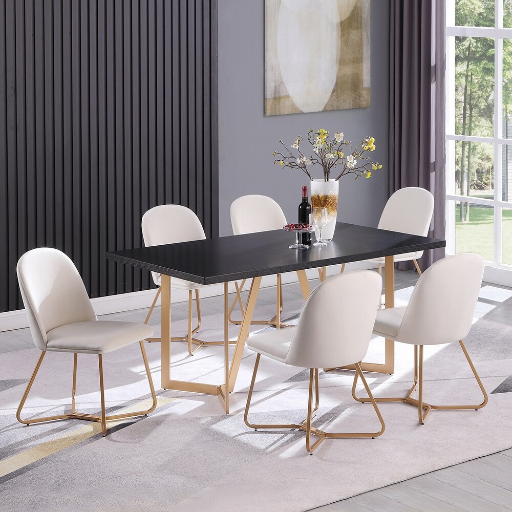 Morden Fort Contemporary luxaury Dinning Table Set with 6 Hexagonal Chair and a DiningTable Set