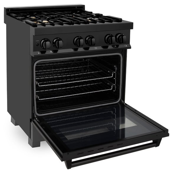 ZLINE Dual Fuel Range in Black Stainless Steel with Brass Burners