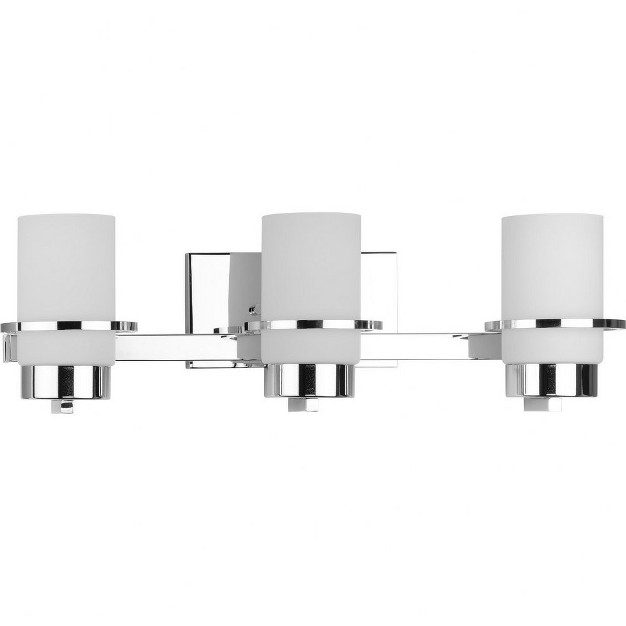 Progress Lighting Reiss 3 light Vanity Light Polished Chrome White Glass Shade