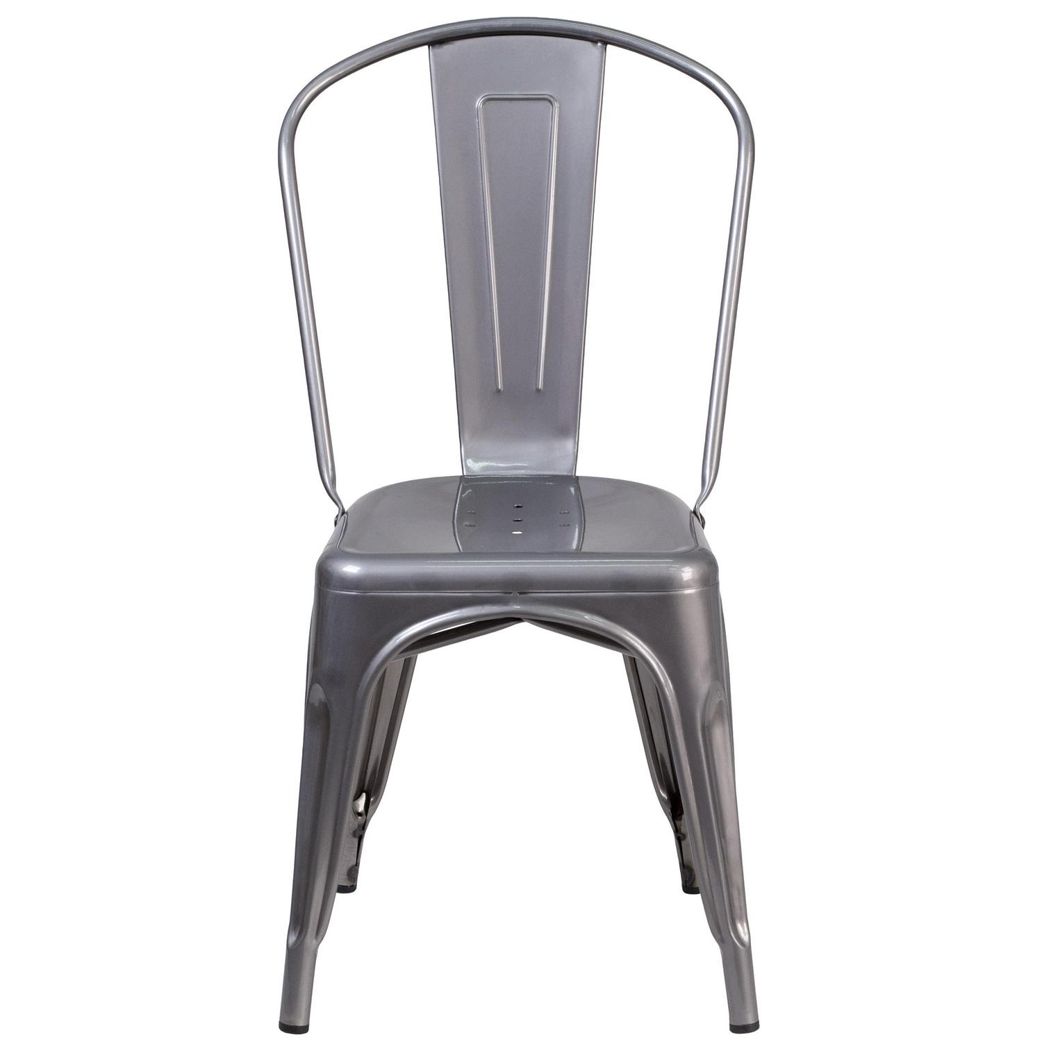 Flash Furniture Clear Coated Metal Indoor Stackable Chair